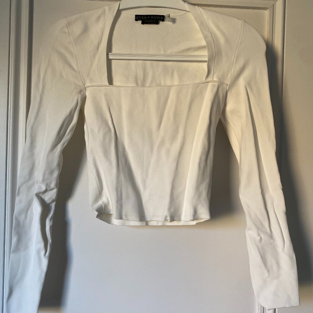 Alice and Olive White Ribbed Long Sleeve Top